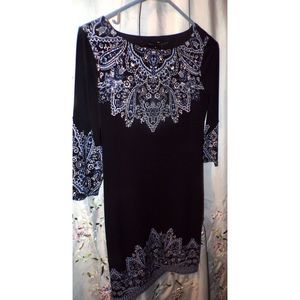 White House Black Market XS Paisley Print  stud embellish stretch shift dress